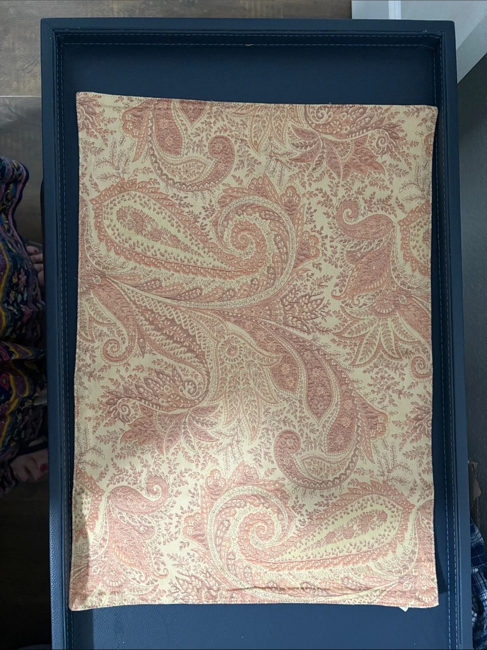 Vintage Pottery Barn Paisley Peach and Cream Cotton Placemats set of 4